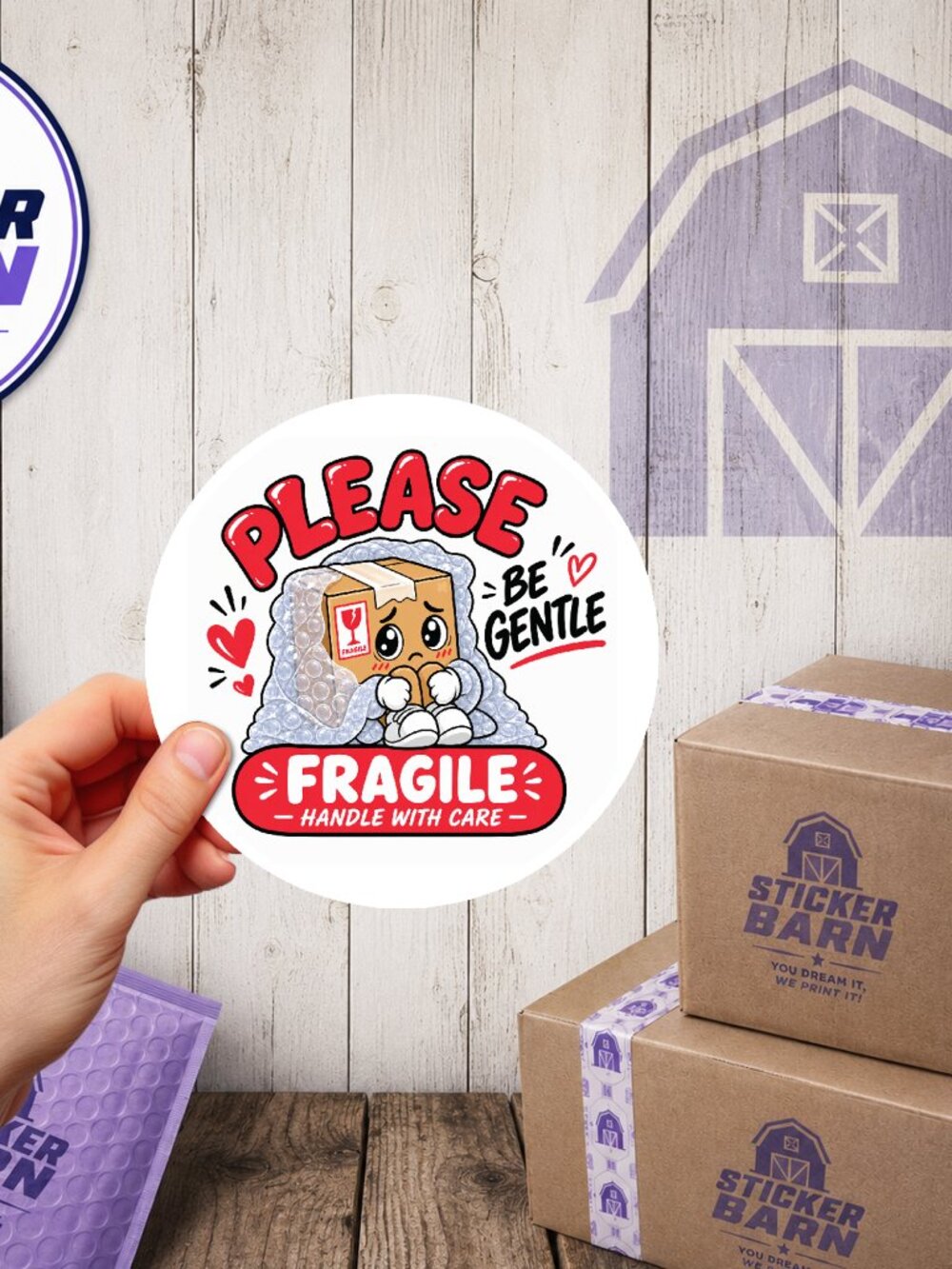 100 PC Fragile Stickers - Custom Made
